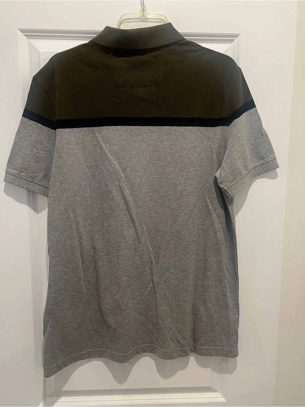 Banana Republic Grey and Olive Colorblock Polo